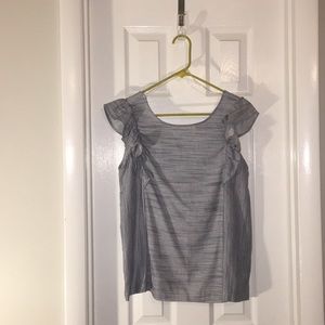 Light blue and white tank top with ruffle sleeves